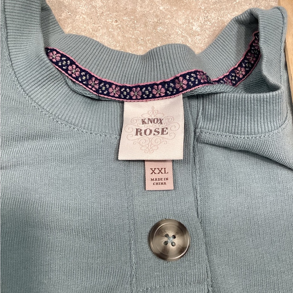 Knox Rose sage long sleeve Henley sweater XXL with lace detail - Picture 6 of 9